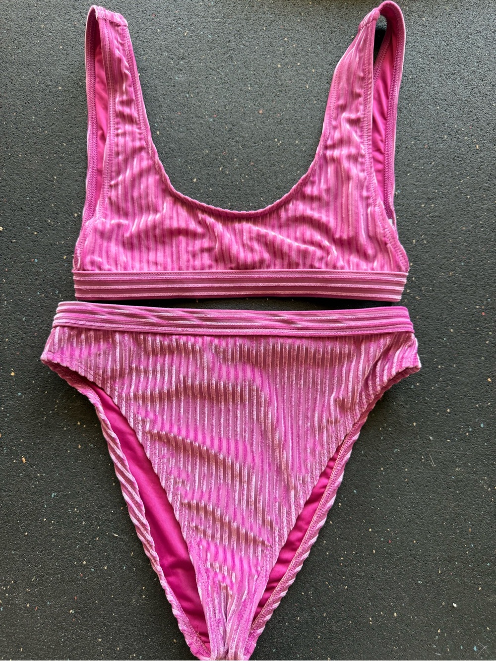 Dippin' Daisy's Hot Pink Ribbed Two-Piece Bikini